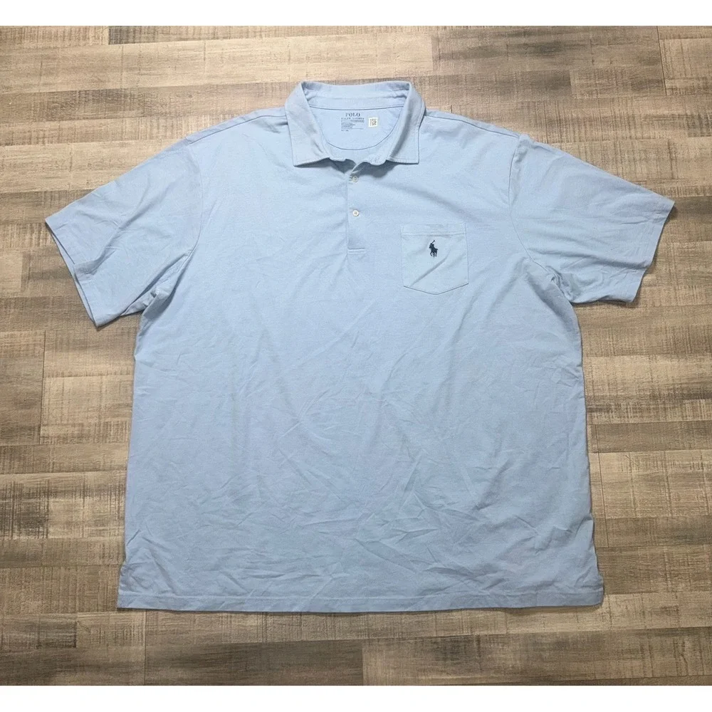 Polo Ralph Lauren Shirt Mens 3XLT 3XL Tall Blue Blue Solid Performance Pocket